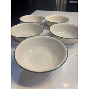 Corelle Home Garden Birdhouse Cereal Bowls Green Strip Set Of 5